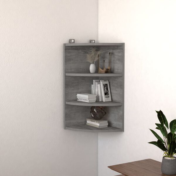 vidaXL Estanter&iacute;a esquina pared madera ingenier&iacute;a gris 30x31,5x60 cm