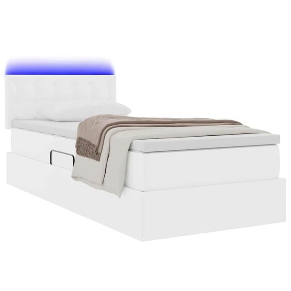 vidaXL Cama con almacenamiento y LED Puro 90 x 190 cm Cuero sint&eacute;tico