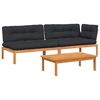 vidaXL Set de sof&aacute;s de palets de jard&iacute;n y cojines 3 pzas madera acacia