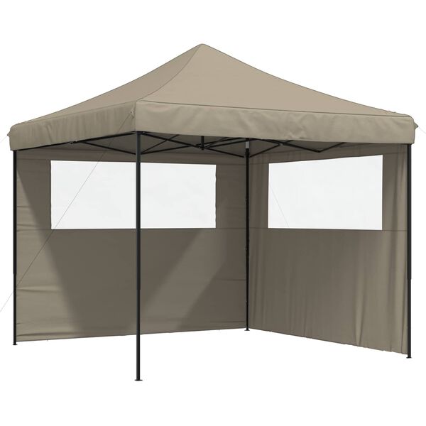 vidaXL Tienda de fiesta plegable Pop-Up con 2 paredes laterales taupe
