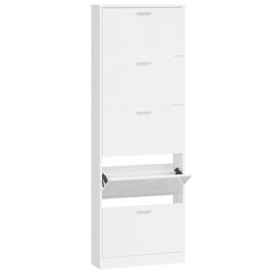 vidaXL Zapatero madera contrachapada blanco brillo 59x17x169 cm