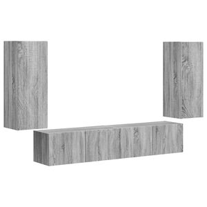 vidaXL Conjunto de mueble para TV de pared 4 pcs Gris Sonoma