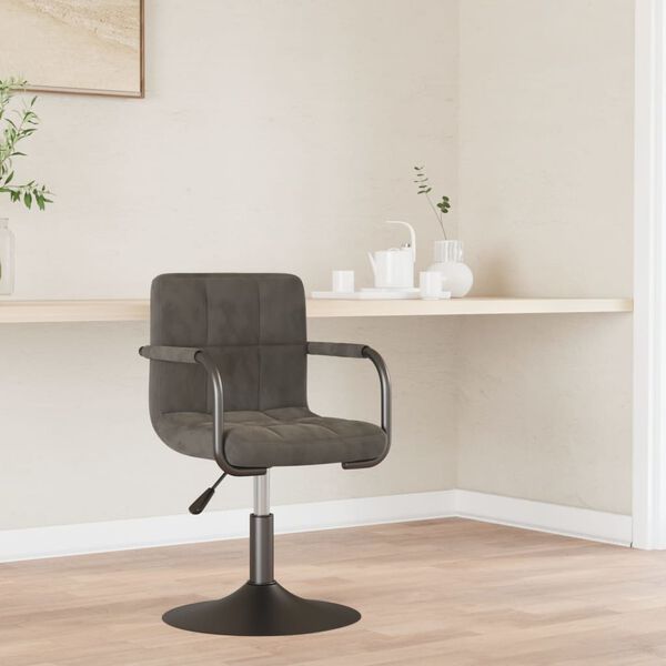 vidaXL Silla de comedor de terciopelo gris oscuro