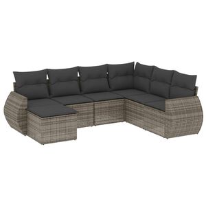 vidaXL Set de sof&aacute;s de jard&iacute;n 7 piezas con cojines rat&aacute;n PE gris