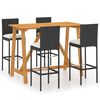 vidaXL Conjunto de bar para jard&iacute;n 5 piezas con cojines negro