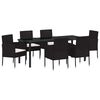 vidaXL Conjunto de Comedor de Jard&iacute;n 7 uds. Negro rat&aacute;n sint&eacute;tico