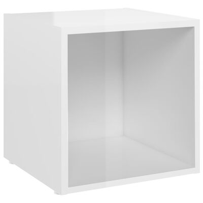 vidaXL Muebles de salón 8 piezas madera de ingeniería blanco brillo