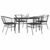 vidaXL Juego de comedor jard&iacute;n 5 piezas cojines rat&aacute;n sint&eacute;tico negro