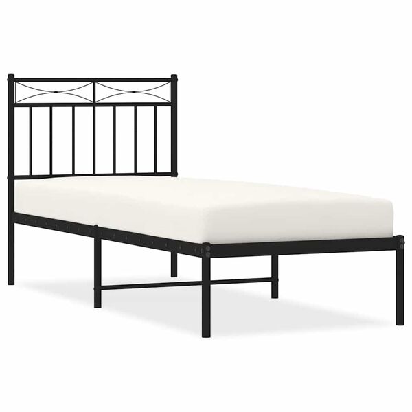 vidaXL Estructura cama sin colch&oacute;n con cabecero metal negro 75x190 cm
