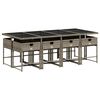 vidaXL Set comedor jard&iacute;n 9 pzas y cojines rat&aacute;n sint&eacute;tico gris