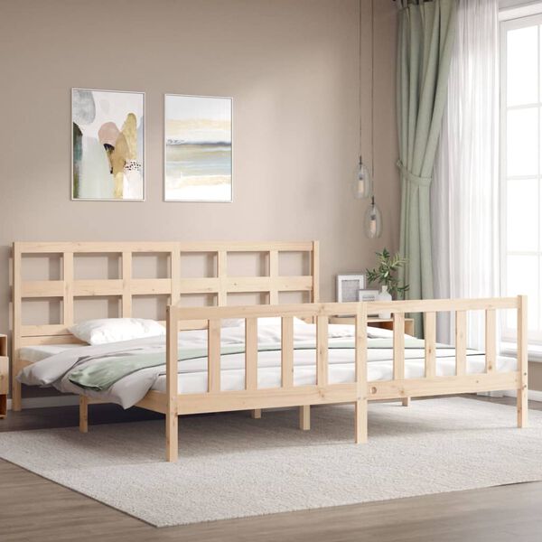 vidaXL Estructura de cama sin colch&oacute;n madera maciza de pino 200x200 cm