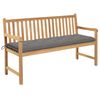 vidaXL Banco de jard&iacute;n madera maciza de teca con coj&iacute;n gris 150 cm