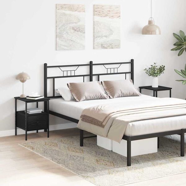 vidaXL Armario de Noche con caj&oacute;n 2 pcs Roble Negro 34 x 36 x 50 cm