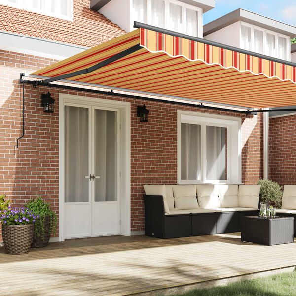 vidaXL Toldo Retr&aacute;ctil Manual Amarillo y Naranja 500 x 350 cm