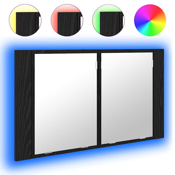 vidaXL Armario con espejo de baño Roble Negro 80 x 12 x 45 cm