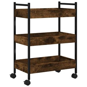 vidaXL Carrito de cocina madera ingenier&iacute;a roble ahumado 50x30x70 cm