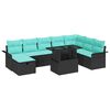 vidaXL Conjunto de sof&aacute;s de jard&iacute;n 9 uds. Negro rat&aacute;n sint&eacute;tico