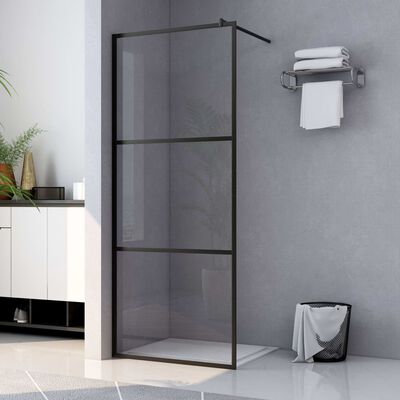vidaXL Mampara ducha accesible vidrio ESG transparente negro 100x195cm