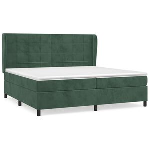 vidaXL Cama box spring con colch&oacute;n terciopelo verde oscuro 200x200 cm