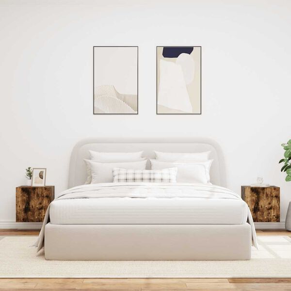 vidaXL Muebles TV de pared luces LED 2 uds roble ahumado 40,5x35x40 cm