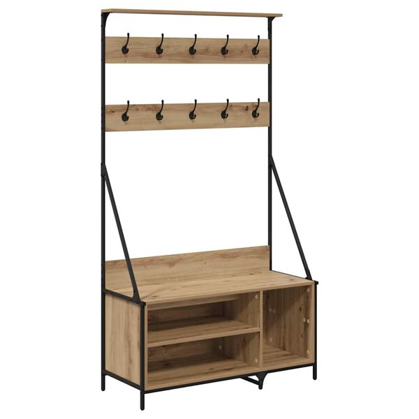 vidaXL Perchero para ropa Roble artesanal 100 x 41 x 184 cm