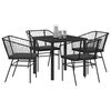 vidaXL Conjunto de Comedor de Jard&iacute;n 5 pcs Negro rat&aacute;n sint&eacute;tico