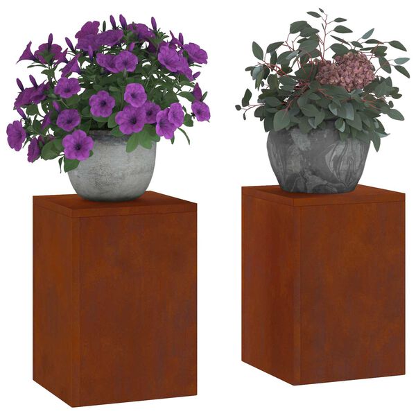 vidaXL Soporte de plantas 2 pcs Oxidado 24 x 24 x 35 cm