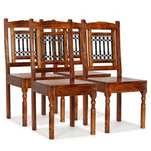 vidaXL Sillas de comedor 4 unidades madera maciza cl&aacute;sica