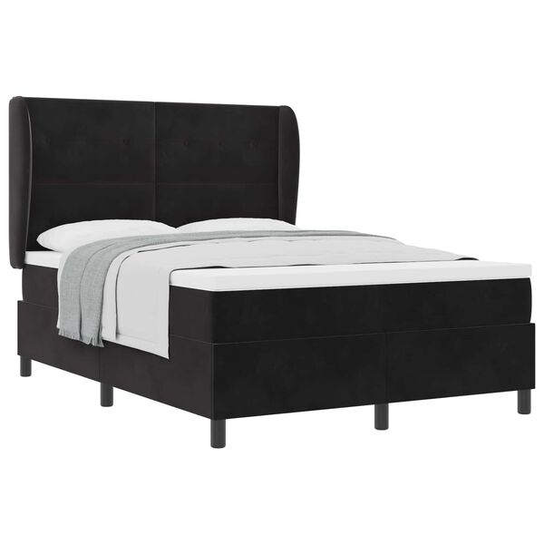 vidaXL Cama tipo Box Spring con colch&oacute;n Negro 200 x 160 cm Poli&eacute;ster