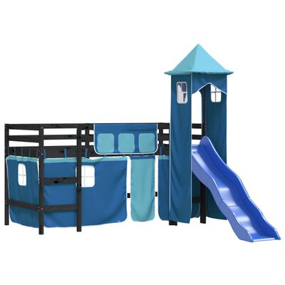 vidaXL Cama alta para niños con torre madera pino azul 80x200 cm