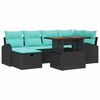 vidaXL Conjunto de sof&aacute; de jard&iacute;n 7 uds. Negro rat&aacute;n sint&eacute;tico