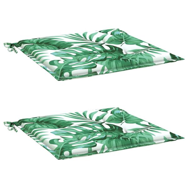vidaXL Cojines de silla 2 uds tela estampado de hojas 40x40x4 cm