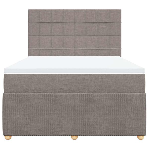 vidaXL Cama box spring con colch&oacute;n tela gris taupe 160x200 cm