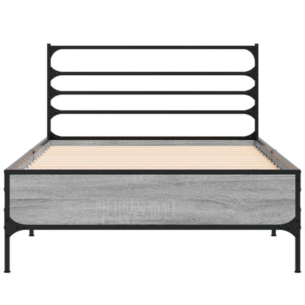 vidaXL Estructura cama madera ingenier&iacute;a metal gris Sonoma 90x200 cm