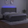 vidaXL Cama box spring colch&oacute;n y LED terciopelo gris claro 160x200 cm