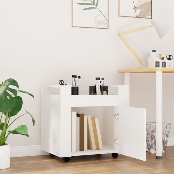 vidaXL Carrito de escritorio madera contrachapada blanco 60x45x60 cm