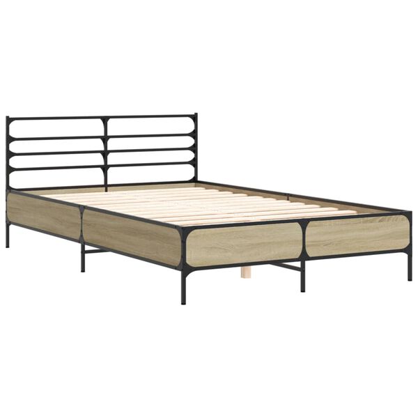 vidaXL Estructura cama madera ingenier&iacute;a metal roble Sonoma 120x190 cm