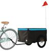 vidaXL Remolque para bicicleta hierro negro y azul 45 kg