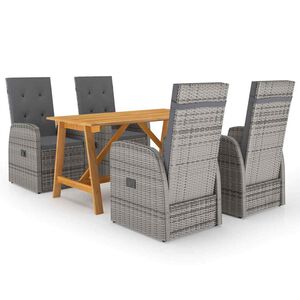 vidaXL Juego de comedor para jard&iacute;n 5 piezas gris
