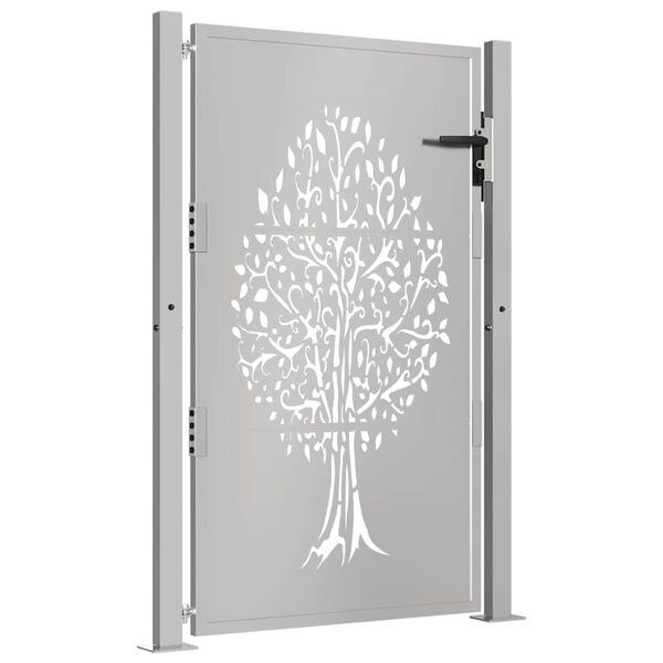 vidaXL Puerta de jardín 100x125 cm de acero corten con diseño de árbol