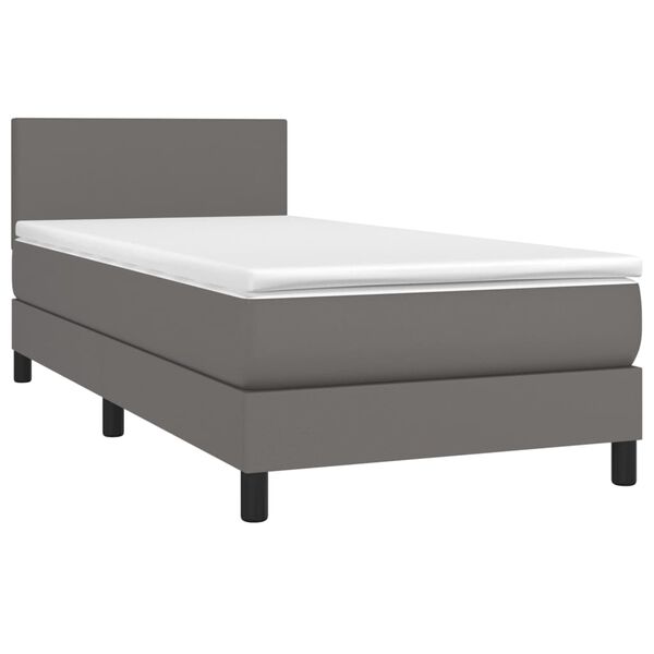 vidaXL Cama box spring con colchón cuero sintético gris 80x200 cm