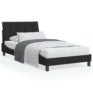 vidaXL Cama con colch&oacute;n Hanko terciopelo negro 100x200 cm