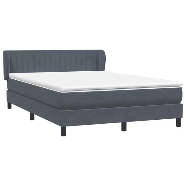 vidaXL Cama box spring con colch&oacute;n terciopelo gris oscuro 140x220 cm