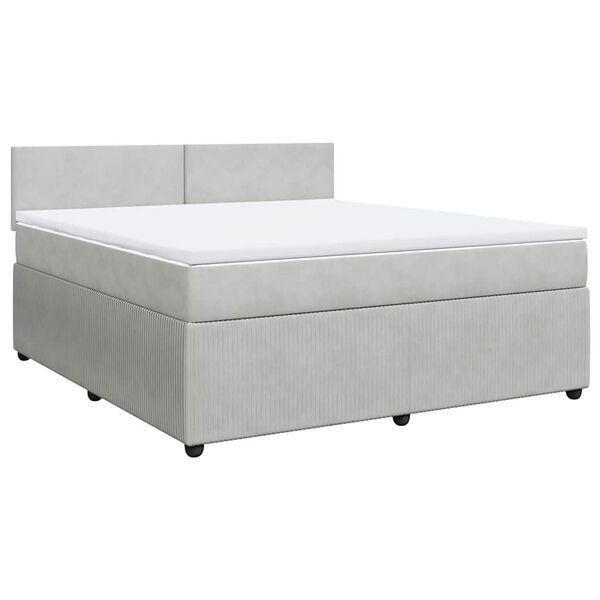 vidaXL Cama box spring con colch&oacute;n terciopelo gris claro 180x200 cm