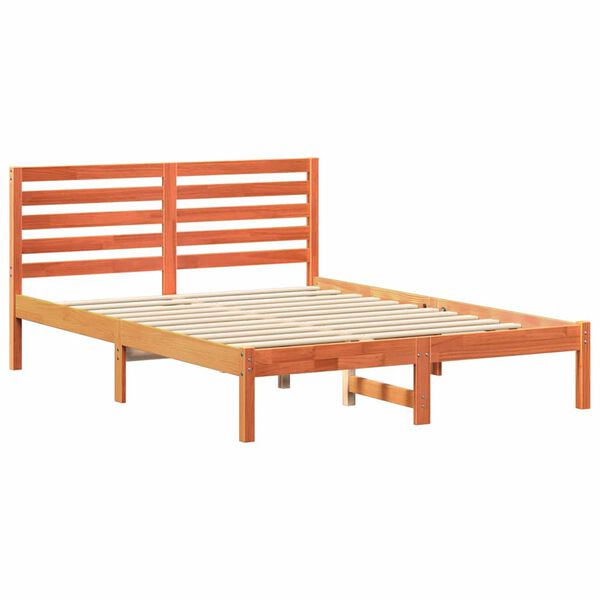 vidaXL Estructura de cama con cabecera Marr&oacute;n cera 135 x 190 cm
