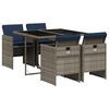 vidaXL Conjunto de comedor de jard&iacute;n de 5 piezas con cojines, polirat&aacute;n gris