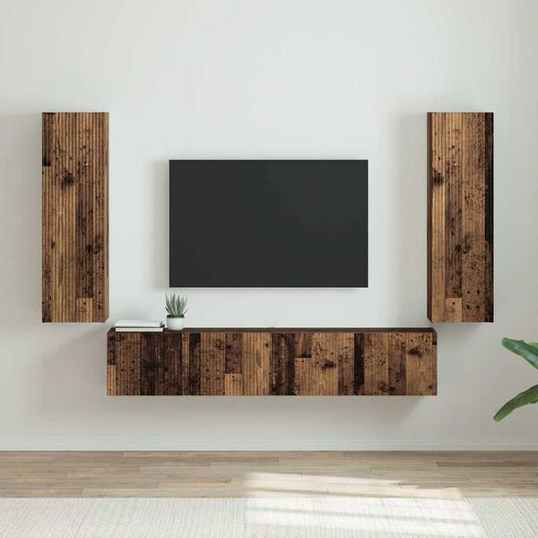 vidaXL Mueble de TV Montado en la Pared 2 pcs Madera Vieja