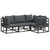 vidaXL Conjunto de sof&aacute;s de jard&iacute;n 4 uds. Negro Aluminio