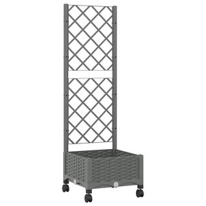 vidaXL Jardinera con enrejado y ruedas Gris Claro 40 x 40 x 131,5 cm