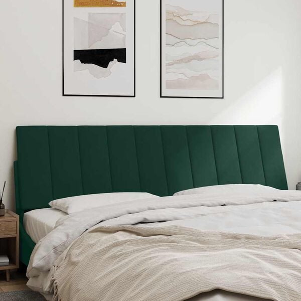 vidaXL Cabecero de cama acolchado Hanko terciopelo verde oscuro 180 cm